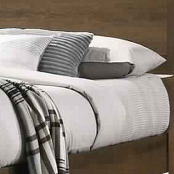 Transitional Style Wooden Eastern King Bed with Raised Molding Trim, Brown