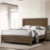 Transitional Style Wooden Eastern King Bed with Raised Molding Trim, Brown