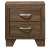 Transitional Style Wooden Nightstand with 2 Drawers and Metal Handles,Brown