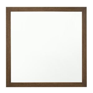 Transitional Style Wooden Frame Mirror with Grain Details, Brown