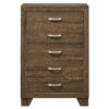 Transitional Style Wooden Chest with 2 Drawers and Metal Handles, Brown