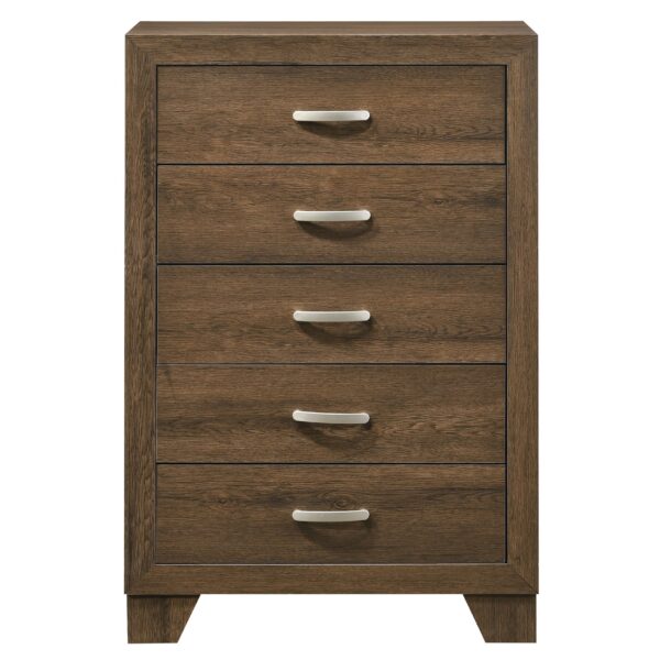 Transitional Style Wooden Chest with 2 Drawers and Metal Handles, Brown