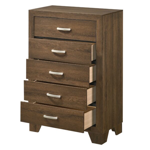 Transitional Style Wooden Chest with 2 Drawers and Metal Handles, Brown