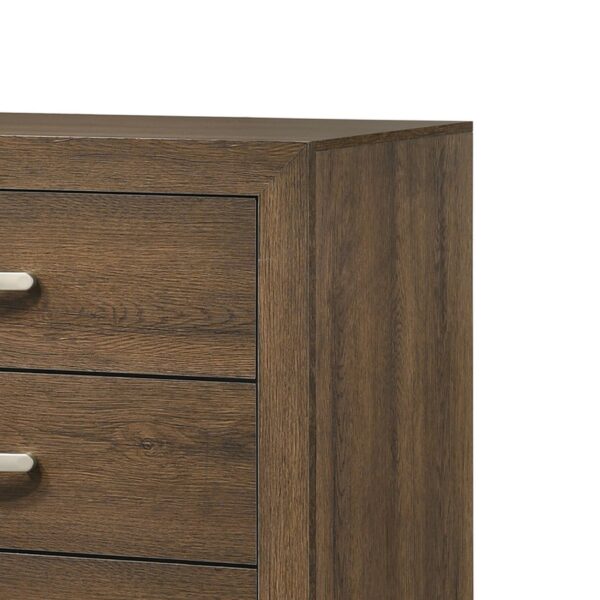 Transitional Style Wooden Chest with 2 Drawers and Metal Handles, Brown