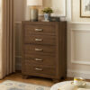 Transitional Style Wooden Chest with 2 Drawers and Metal Handles, Brown