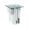 Glass Top End Table with Mirror Panels and Faux Gemstone Accents, Silver