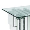 Glass Top End Table with Mirror Panels and Faux Gemstone Accents, Silver