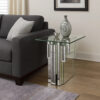 Glass Top End Table with Mirror Panels and Faux Gemstone Accents, Silver