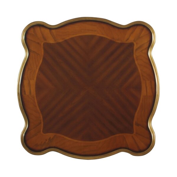 Wooden End Table with Open Bottom Shelf and Carved Details, Brown