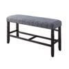Rectangular Fabric Counter Height Bench with Padded Seat, Brown and Blue