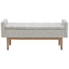 Tufted Fabric Storage Bench with Low Profile Elevated Arms, Light Gray