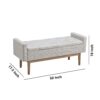 Tufted Fabric Storage Bench with Low Profile Elevated Arms, Light Gray