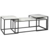 1502202669915056cf5c9.jpeg 3 Piece Occasional Table, Metal Frame, Marble Top, White and Black