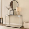 15022026699150de57ae5.jpeg Mirror Top Metal Console Table with Wooden Open Bottom Shelf, Silver