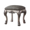 Traditional Wooden Vanity Stool with Leatherette Set and Clack Legs, Gray