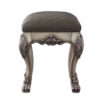 Traditional Wooden Vanity Stool with Leatherette Set and Clack Legs, Gray