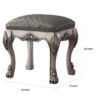 Traditional Wooden Vanity Stool with Leatherette Set and Clack Legs, Gray