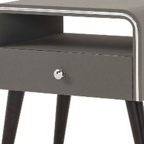 1502202669915129f28ed.jpeg Curved Edge 1 Drawer Nightstand with Chrome Trim, Gray and Brown