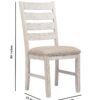Fabric Dining Side Chair with Ladder Back, Set of 2, White and Brown
