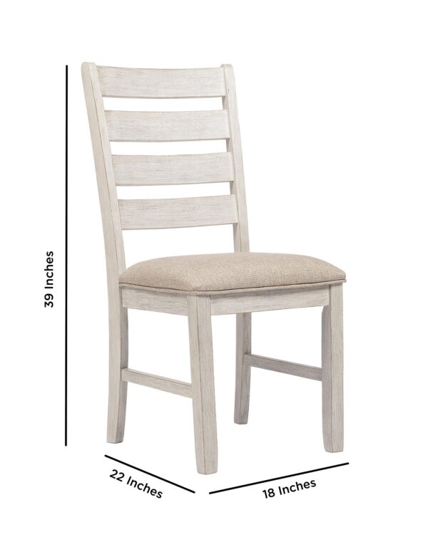 Fabric Dining Side Chair with Ladder Back, Set of 2, White and Brown