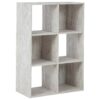 6 Cube Wooden Organizer with Grain Details, Washed White