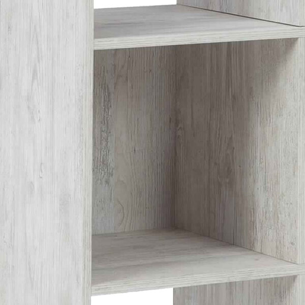 6 Cube Wooden Organizer with Grain Details, Washed White