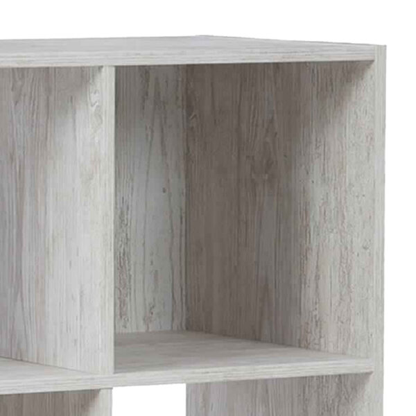 9 Cube Wooden Organizer with Grain Details, Washed White