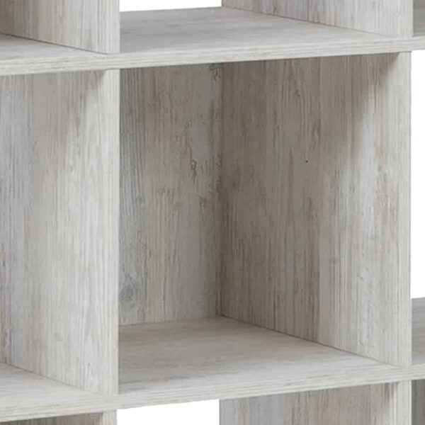 9 Cube Wooden Organizer with Grain Details, Washed White