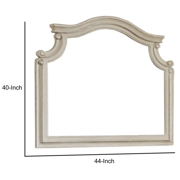 15022026699152c51a670.jpeg Scalloped Top Wood Encased Mirror with Molded Details, Antique White