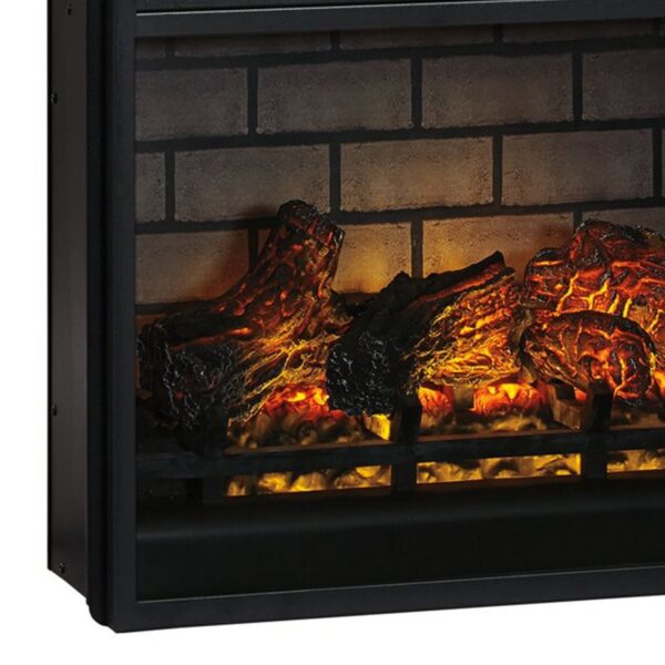 15022026699152fe6b878.jpeg 23.75 Inch Metal Fireplace Inset with 7 Level Temperature Setting, Black