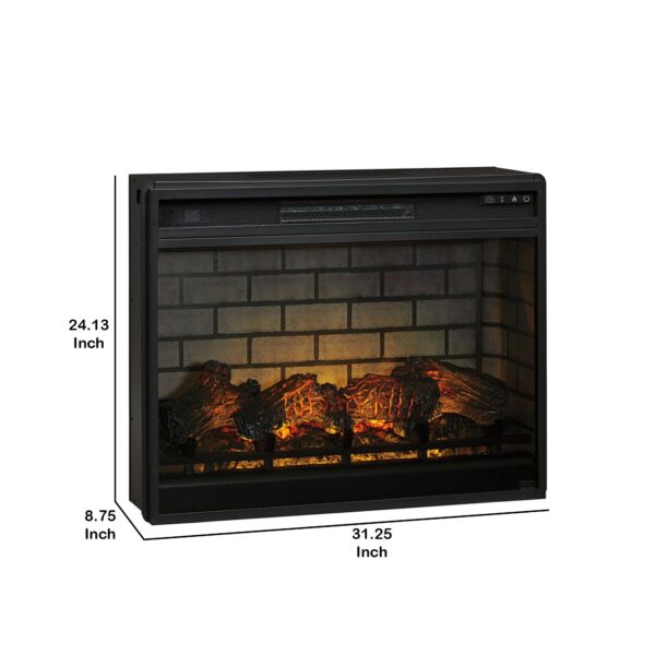31.25 Inch Metal Fireplace Inset with 7 Level Temperature Setting, Black