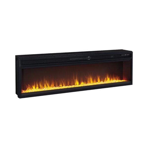57 Inch Metal Fireplace Inset with 6 Level Temperature Setting, Black