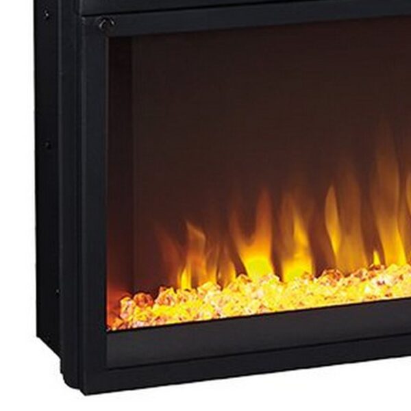 57 Inch Metal Fireplace Inset with 6 Level Temperature Setting, Black