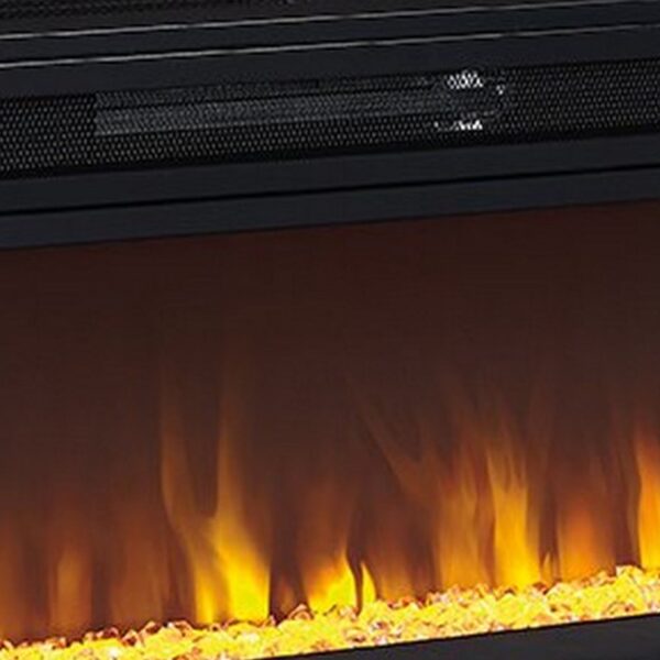 57 Inch Metal Fireplace Inset with 6 Level Temperature Setting, Black