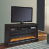 57 Inch Metal Fireplace Inset with 6 Level Temperature Setting, Black