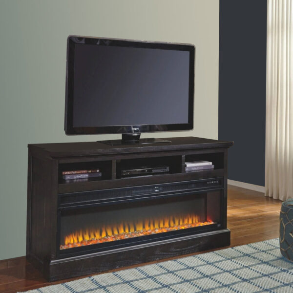 57 Inch Metal Fireplace Inset with 6 Level Temperature Setting, Black