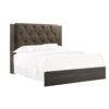 Wooden Eastern king Bed with Button Tufted Headboard, Gray and Brown