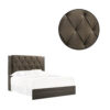 Wooden Eastern king Bed with Button Tufted Headboard, Gray and Brown