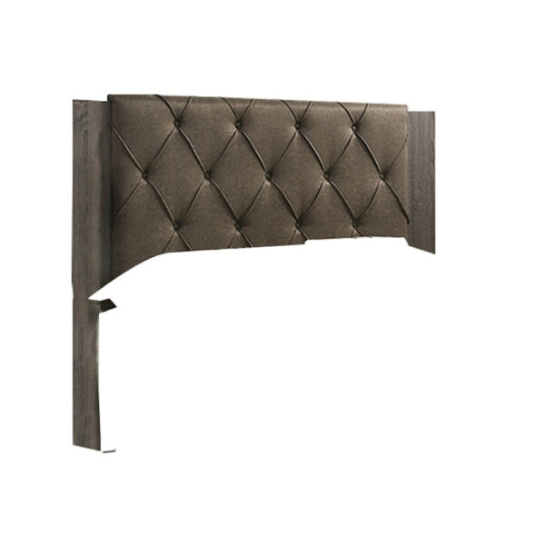 Wooden Eastern king Bed with Button Tufted Headboard, Gray and Brown