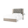 Wooden Queen Bed with Button Tufted Upholstered Headboard, Gray and Cream