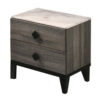 2 Drawer Wooden Nightstand with Grains and Angled Legs, Gray
