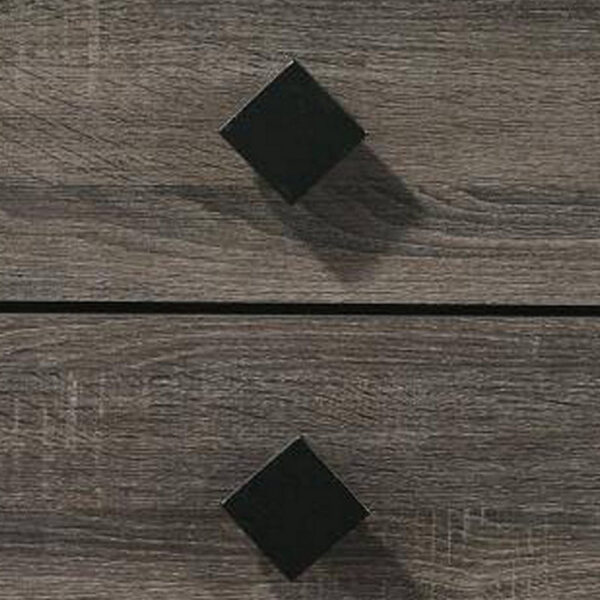 2 Drawer Wooden Nightstand with Grains and Angled Legs, Gray