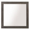 Transitional Style Grained Wood Encased Square Mirror, Gray