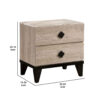 2 Drawer Wooden Nightstand with Grains and Angled Legs, Cream