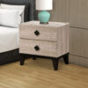 2 Drawer Wooden Nightstand with Grains and Angled Legs, Cream