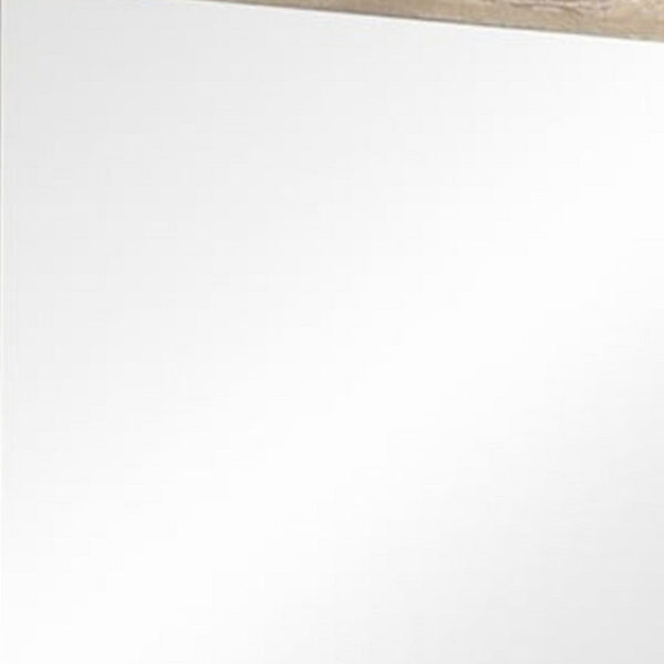 Transitional Style Grained Wood Encased Square Mirror, Cream