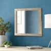 Transitional Style Grained Wood Encased Square Mirror, Cream