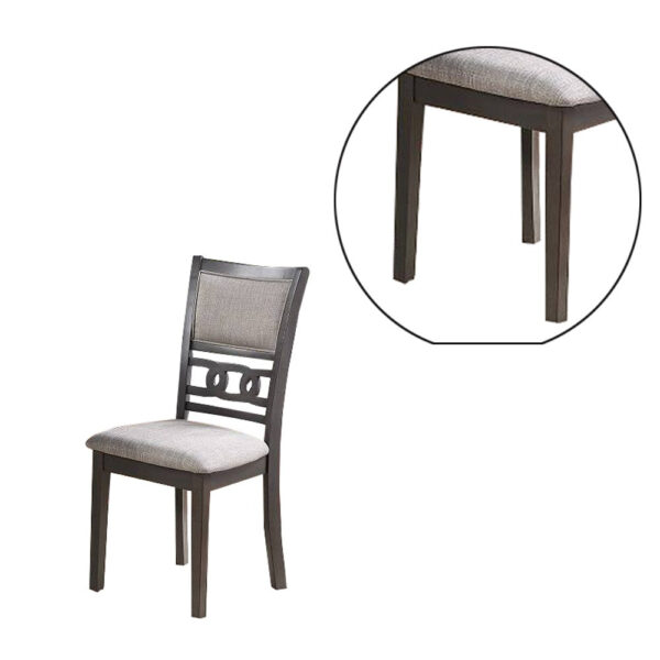 150220266991544bec62f.jpeg Fabric Upholstered Dining Chair with Panel Back, Knot Cut Outs, Set of 2, Gray