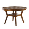 Round Top Wooden Dining Table with Boomerang Legs, Walnut Brown