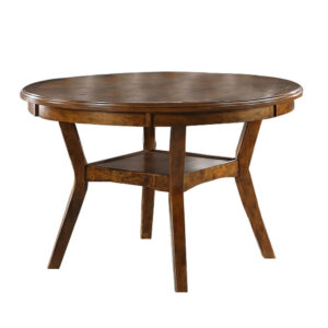 1502202669915474e774e.jpeg Round Top Wooden Dining Table with Boomerang Legs, Walnut Brown